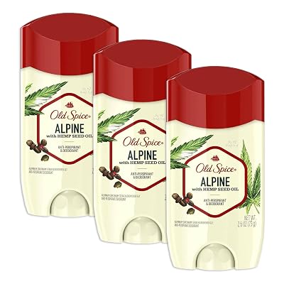 Desodorante antitranspirante Old Spice, alpino con aceite de semilla de cáñamo, 2.6 oz (paquete de 3)