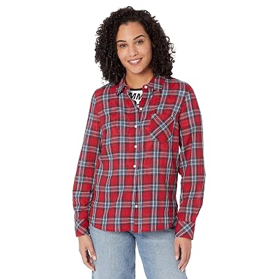 Tommy Hilfiger Sportswear Camisa de manga larga con cuello y botones para mujer,