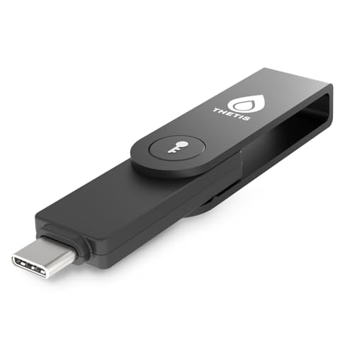 Thetis Pro-C FIDO2 Security Key Passkey Device with USB C & NFC, TOTP/HOTP Authe