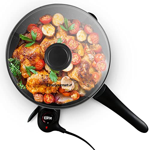 Elite Gourmet EG6207 Sartén resistente a rayones de 10.5 pulgadas (2 cuartos de galón), pico fácil de verter