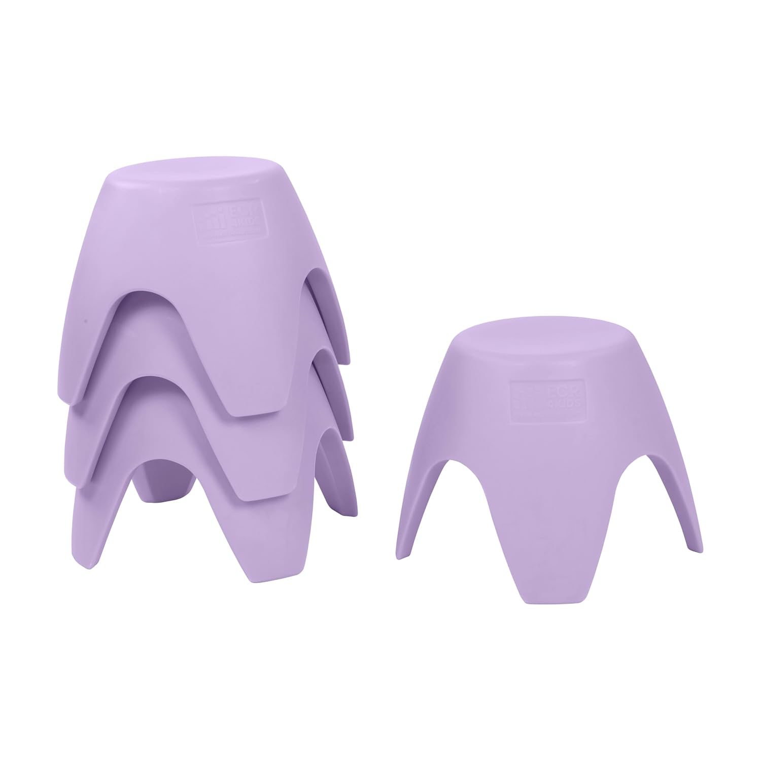 ECR4Kids Ayana Stackable Stools, Indoor/Outdoor, 4-Pack, Light Purple