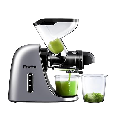 Slow Juicer Machines, Fretta by Aumate Wide Feed Chute Masticating Juicer, Press