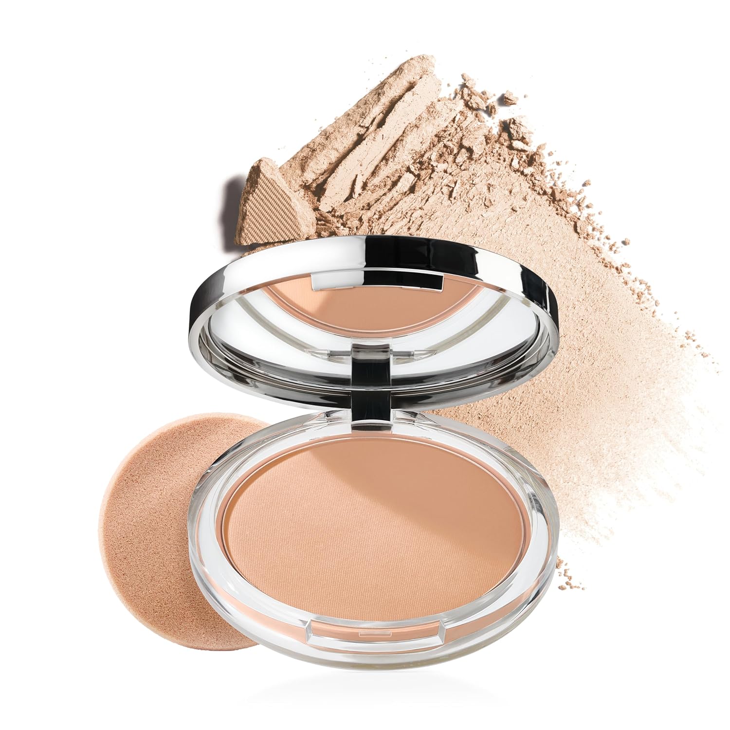 Polvo facial compacto Stay-Matte Sheer de Clinique para pieles grasas | Funda transparente