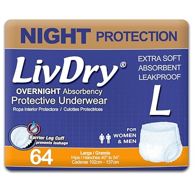 Ropa interior protectora LivDry Overnight Talla grande Cantidad: 64
