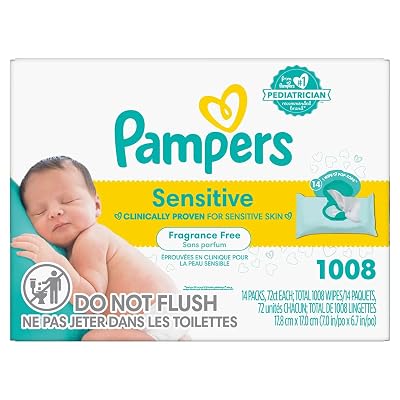 Pampers Baby Wipes Sensitive 18 paquetes Pop-Top, 1008 toallitas en total