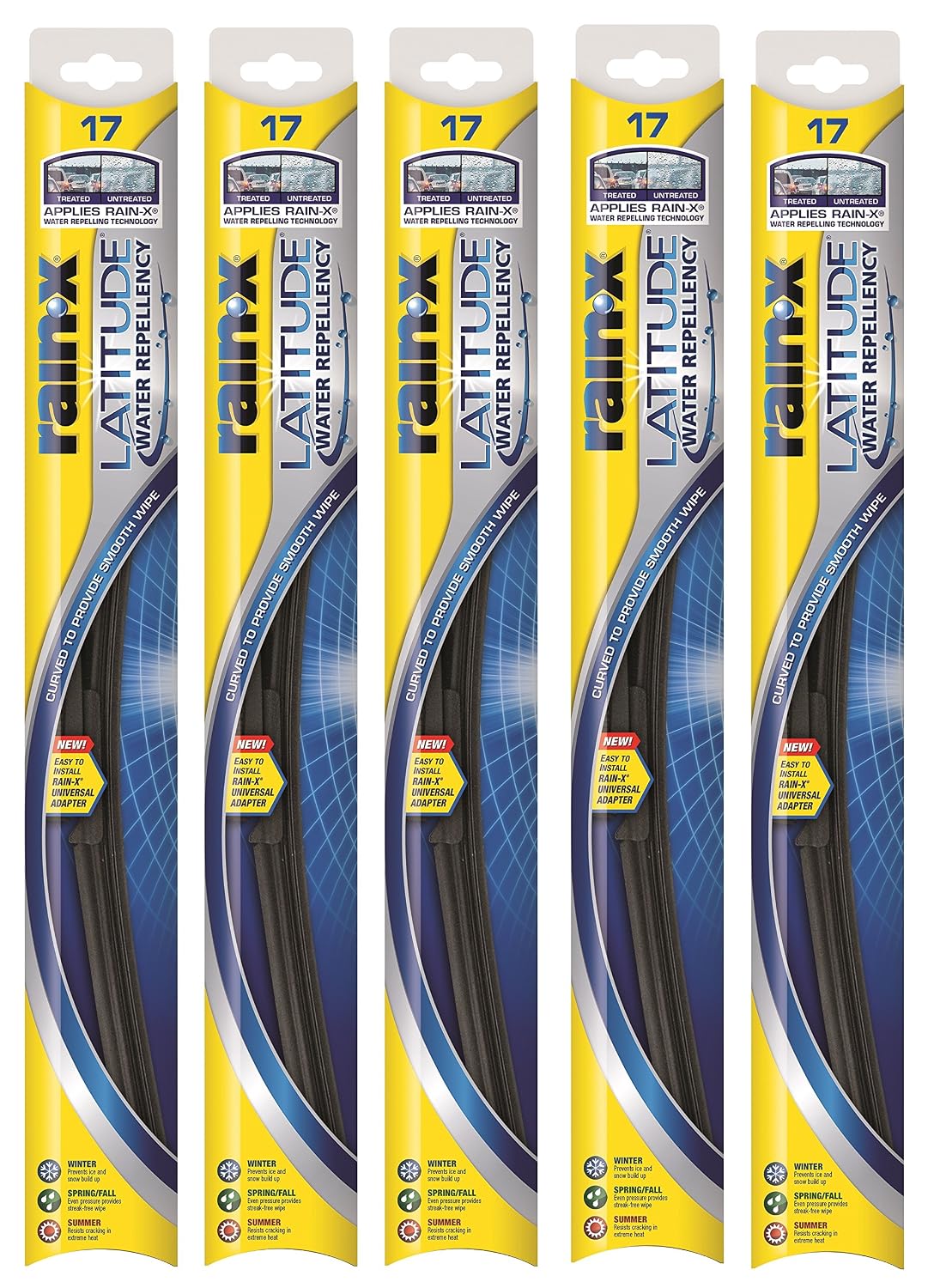 Rain-X 5079275-2-5PK Latitude 2 en 1 limpiaparabrisas repelente al agua, 18 pulgadas (paquete de