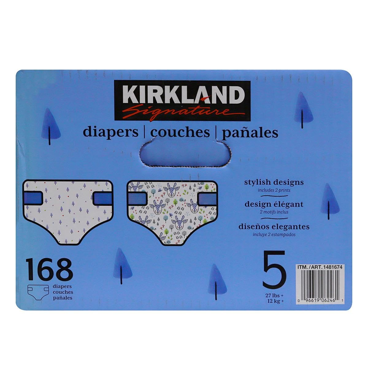 Pañales Kirkland Signature, talla 5 (168 unidades)