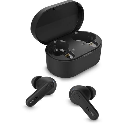 Philips TAT1108 Auriculares inalámbricos, Audífonos inalámbricos verdaderos, Graves potentes con 6 m