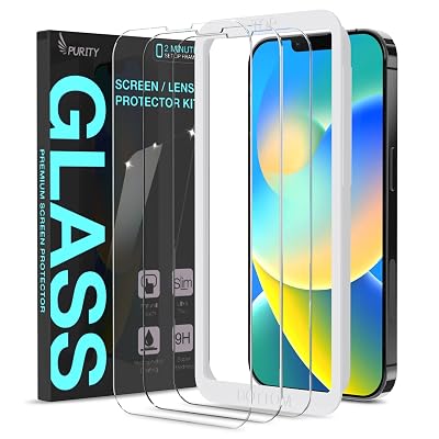Protector de pantalla Purity diseñado para iPhone 14 Plus 2022 (paquete de 3) vidrio templado