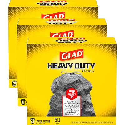 Glad ForceFlex Bolsas de basura grandes resistentes, capacidad para más de 80 lb, 30 gal, 50 unidades, paquete de