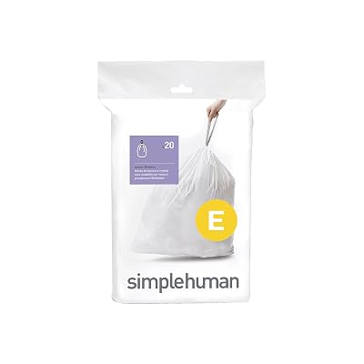 simplehuman Code E 20 unidades, forros genuinos de ajuste personalizado, bolsas de basura con cordón en