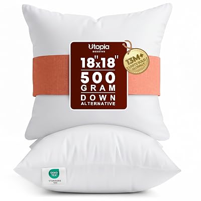 Utopia Bedding 18x18 Pillow Inserts, White Throw Pillows for Couch, 2 Pack