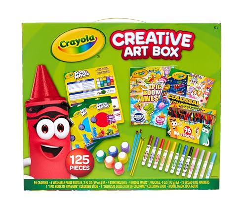 Crayola Art Set for Kids (125pcs), Art Supplies Kit with Giant Coloring Books, W