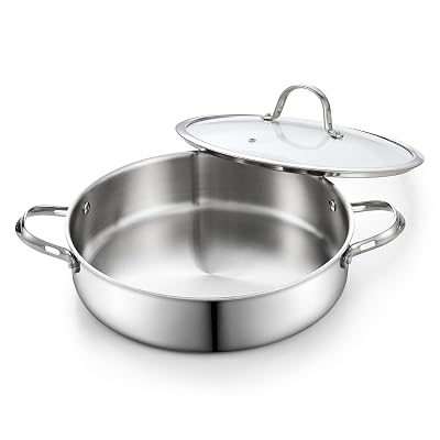 Sartén para saltear Cooks Standard de acero inoxidable revestido de varias capas de 5.5 cuartos con tapa