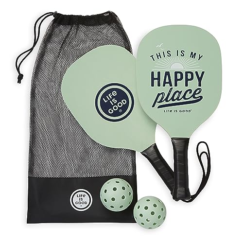Life is Good Pickleball Starter Set - Incluye 2 paletas de Pickleball de madera, 2 Regu