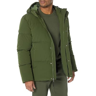 Amazon Essentials Abrigo acolchado con capucha de longitud media para hombre (disponible en grande y alto),