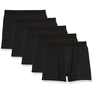 Amazon Essentials Bóxer de punto de algodón para hombre, paquete de 5, negro, grande