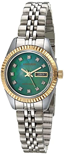 Armitron Reloj de pulsera con función de día/fecha con detalles de cristal genuino para mujer, 75/2