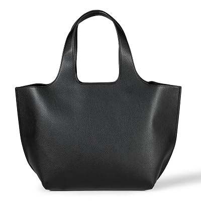 Amazon Essentials - Bolso tote extragrande para mujer, color canela, piel sintética negra, talla única