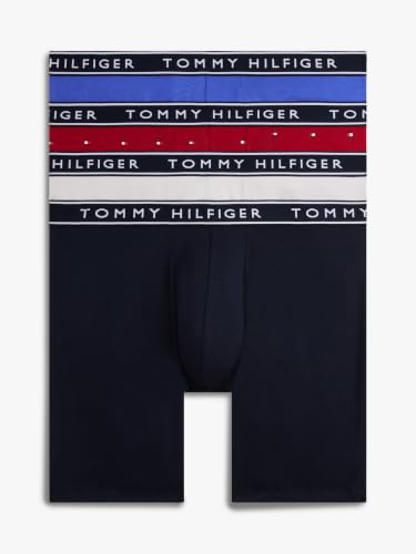 Tommy Hilfiger Calzoncillos tipo bóxer de algodón elástico para hombre, paquete de 4