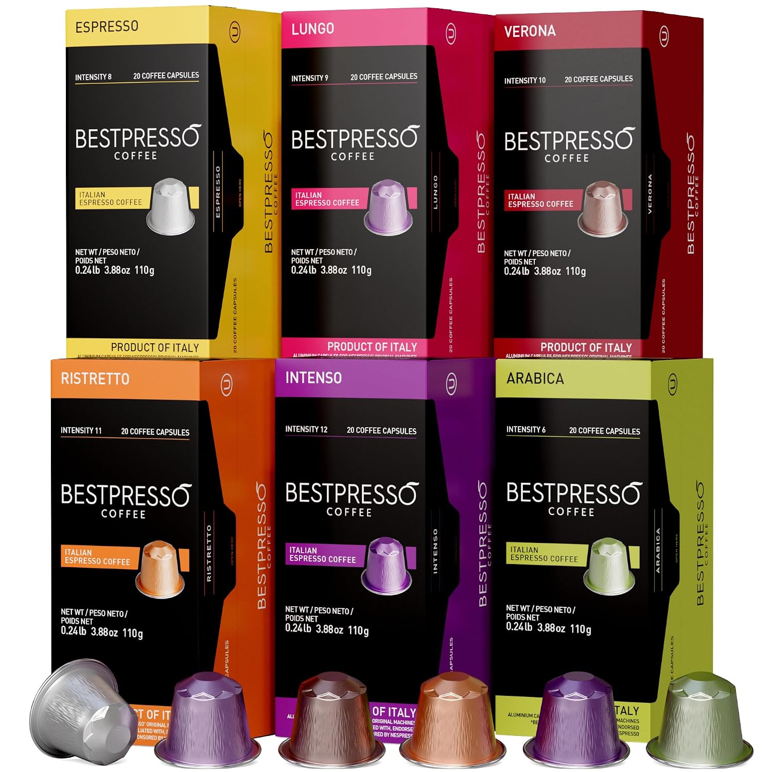 Café Bestpresso para máquina Nespresso Original 120 monodosis Certificado Genuino Espr