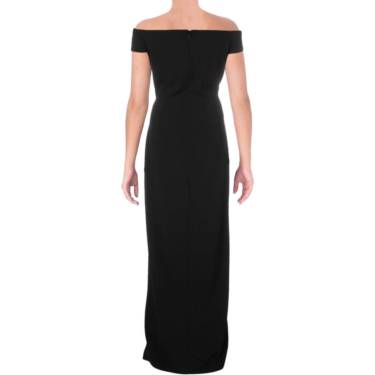 LAUREN RALPH LAUREN Vestido de noche con cuello barco Saran de imitación para mujer, negro 12