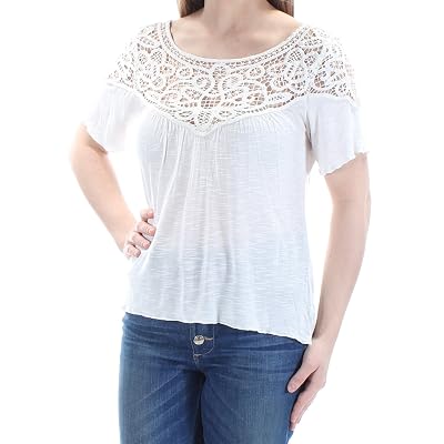 Ralph Lauren Denim & Supply Top tipo jersey con ribete de encaje desgastado para mujer (pequeño, Natura