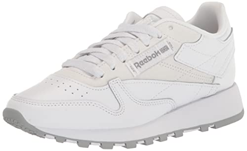 Reebok Zapatillas clásicas de cuero unisex para adultos, blanco/gris puro/rodonita, 9 medianas