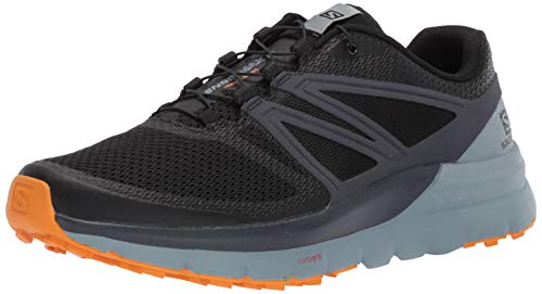 Salomon Sense Max 2, Zapatillas de Trail Running para Hombre, Negro/Plomo/Naranja Llama, 8.5