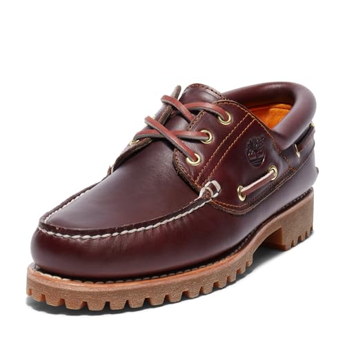 Timberland 50009 Authentics - Zapato náutico clásico de 3 ojales para hombre, color burdeos/marrón, 11