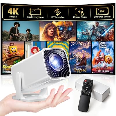Mini Projector 4K Support, Portable Projector Full HD 1080P Support