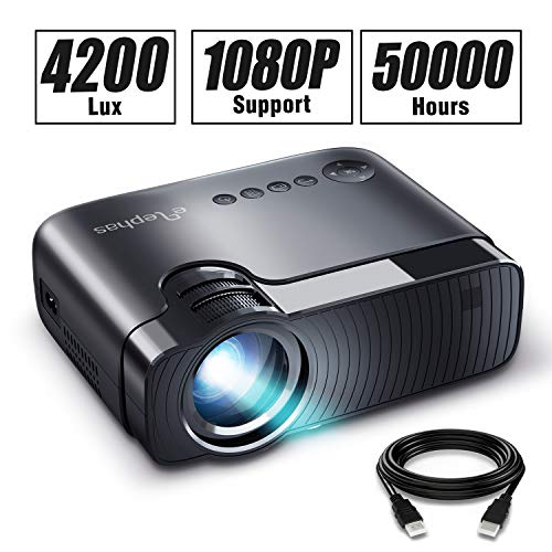 ELEPHAS Mini Projector, Full HD 1080P and 180" Display, Portable Home Theater Pr