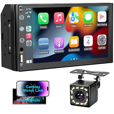 7" Double Din Car Stereo for Apple Carplay and Android Auto, HD Touchscreen,12 L