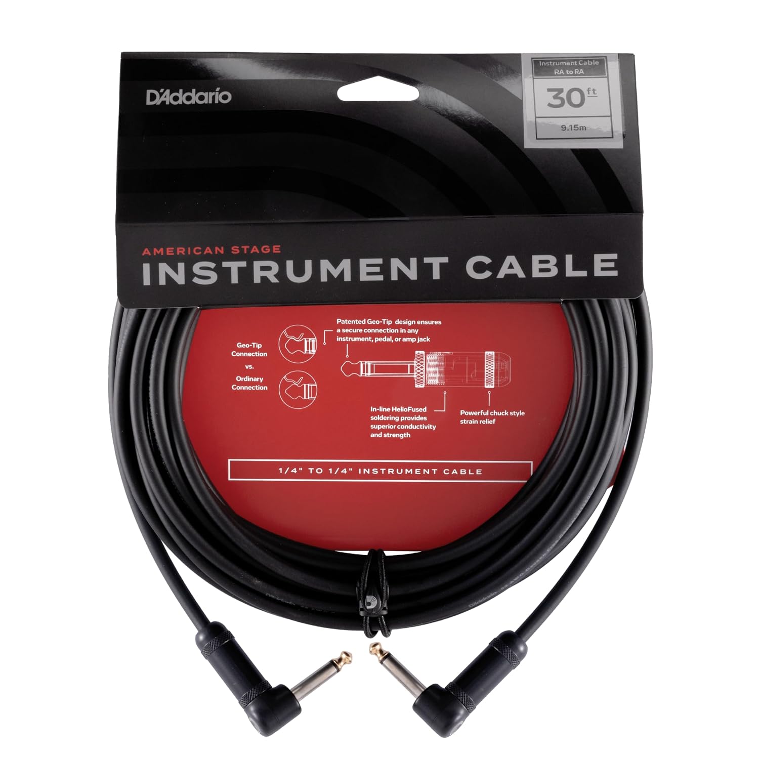D'Addario Guitar Cable - Guitar Lead - 1/4 Inch Male to 1/4 Inch Male - American