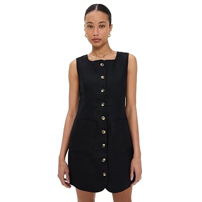 POSSE Women's Emma Button Down Mini Dress, Black, S