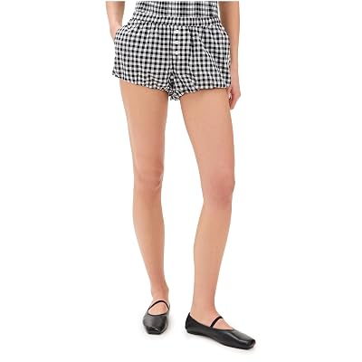 Frankies Bikinis Women's Gingham Shorts, BlackBerry Gingham, M