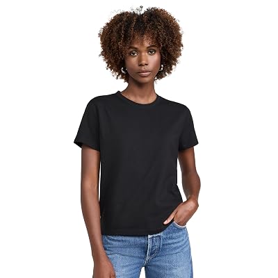 Madewell Women's The Perfect Crewneck Tee in Allday Jersey, Jet Black, XS