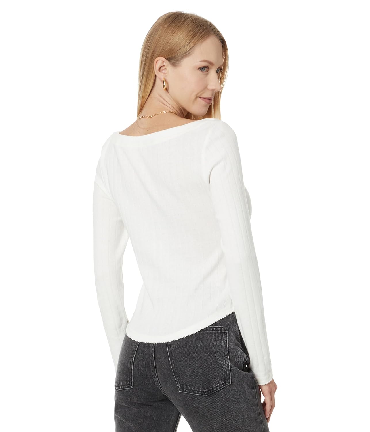 Free People Women's Coffee Chat Long Sleeve Tender Peach,Small