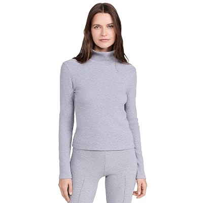 DONNI. Women's The Rib Turtleneck, Heather Grey, XS