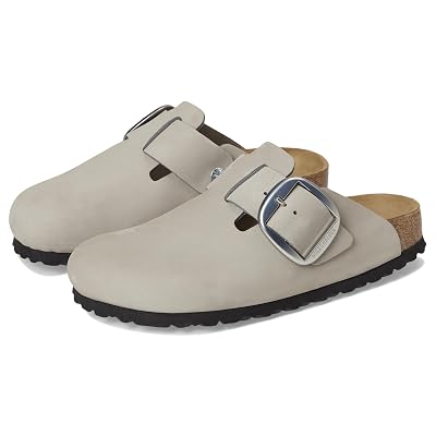 Birkenstock, Women, Boston Big Buckle Clog - Nubuck Leather, Stone Coin, Women 8