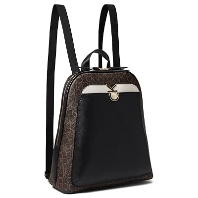 Calvin Klein Lillian Signature Backpack Brown/Khaki/Black/White One Size