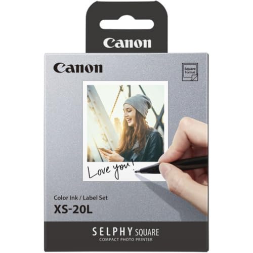 Canon Color Ink/Label Set XS-20L (20 Sheets), Compatible to Canon SELPHY Square