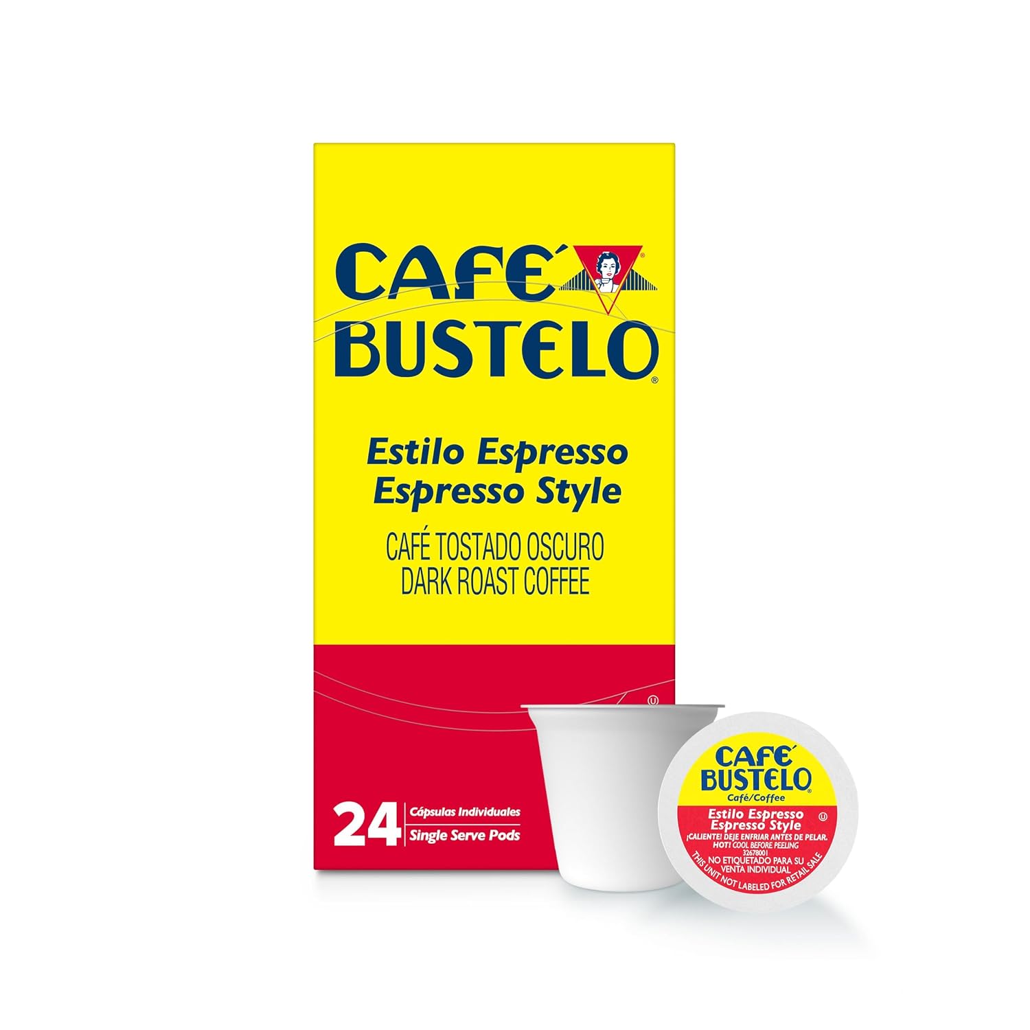Caf'e Bustelo Espresso Style Dark Roast Coffee, 24 Keurig K-Cup Pods (Pack of 1)