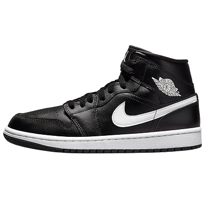 Nike WMNS Air Jordan 1 Mid Men's Basketball Shoes, Black White Black, 42/42.5 EU