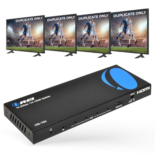 OREI HDMI Splitter 1 in 4 Out - 4K@30Hz HDMI 2.0 Splitter with HDCP 1.4