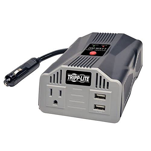 Tripp Lite 200W Car Power Inverter with 1 Outlet & 2 USB Charging Ports, Auto In
