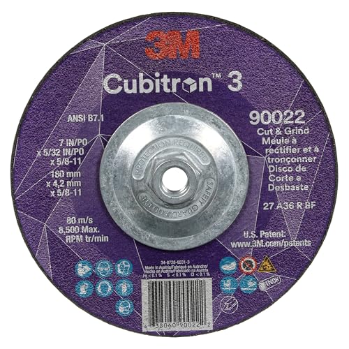 3M Cubitron 3 Cut and Grind Wheel, 90022, 36+, T27, 10/Pack, Longer Life