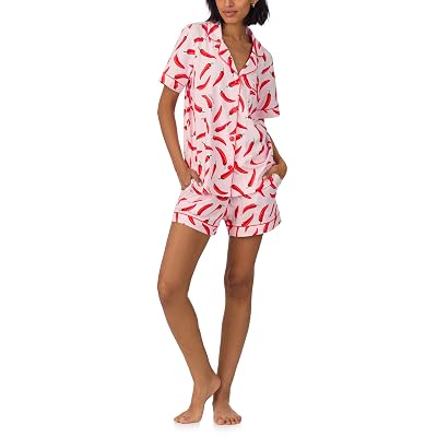 Bed Head PJs Organic Cotton Short Sleeve Button Down Pajamas for Women Set