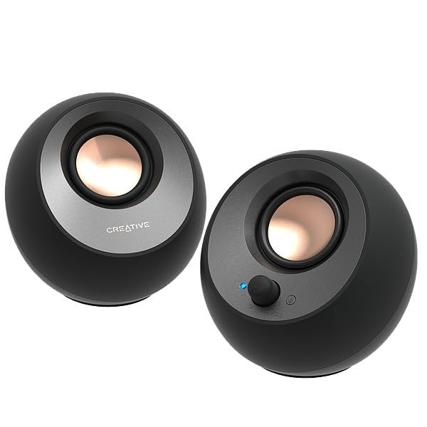 Creative Pebble V3, 2.0 USB-C Desktop Speakers, Bluetooth 5.0, Black