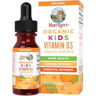 MARYRUTH'S USDA Organic Kids Vitamin D3 Liquid Drops, Orange, 0.5 oz